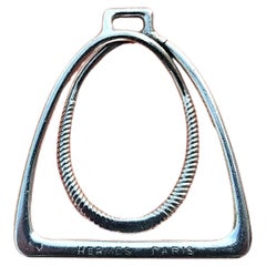 Hermès Paris Money Clip Stirrup Shaped in Silver Texas Rare