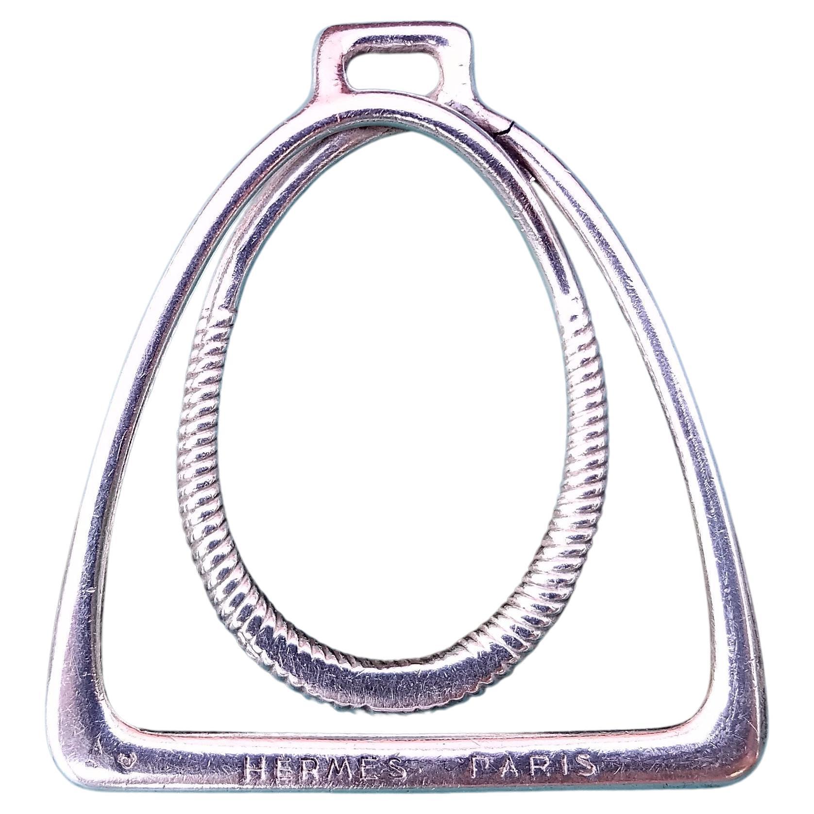 Women's or Men's Hermès Paris Money Clip Stirrup Shaped in Silver Texas Rare For Sale