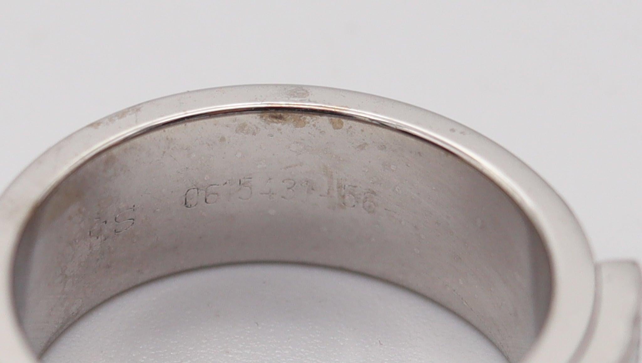 HERMES Paris Movable Kelly Ring In 18Kt White Gold With VS Brilliant Diamonds In Excellent Condition For Sale In Miami, FL