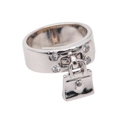 HERMÈS Paris, bague Kelly amovible en or blanc 18 carats avec diamants brillants VS