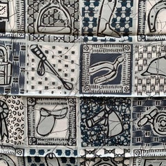 Hermes Paris Navy Black White Le Boubou H Cotton Carre 70 Scarf