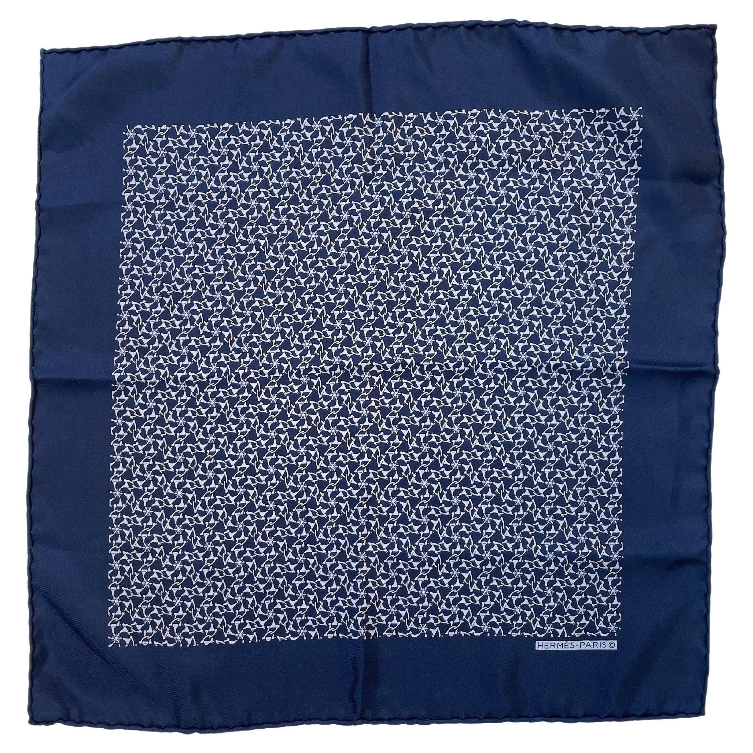 HERMES PARIS navy blue equestrian silk scarf pocket square with hand-rolled edges.
This is a must-have accessory for every man's wardrobe.
Silk navy blue neckerchief bandana small size with horse bit pattern luxury Hermes Paris.
“Hermes Paris”