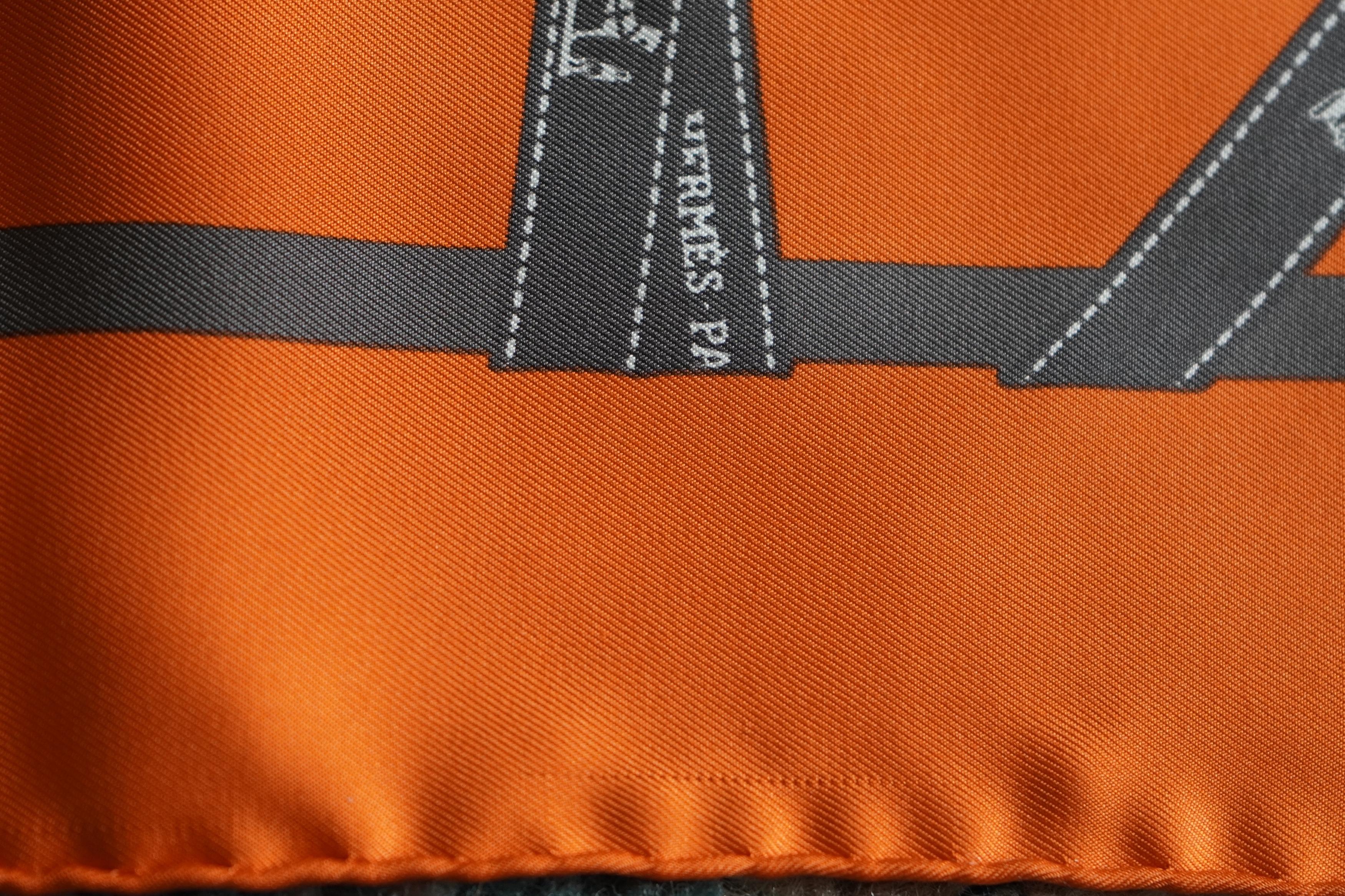 Hermes Paris Orange Bolduc Ribbon Vintage Silk Scarf 4