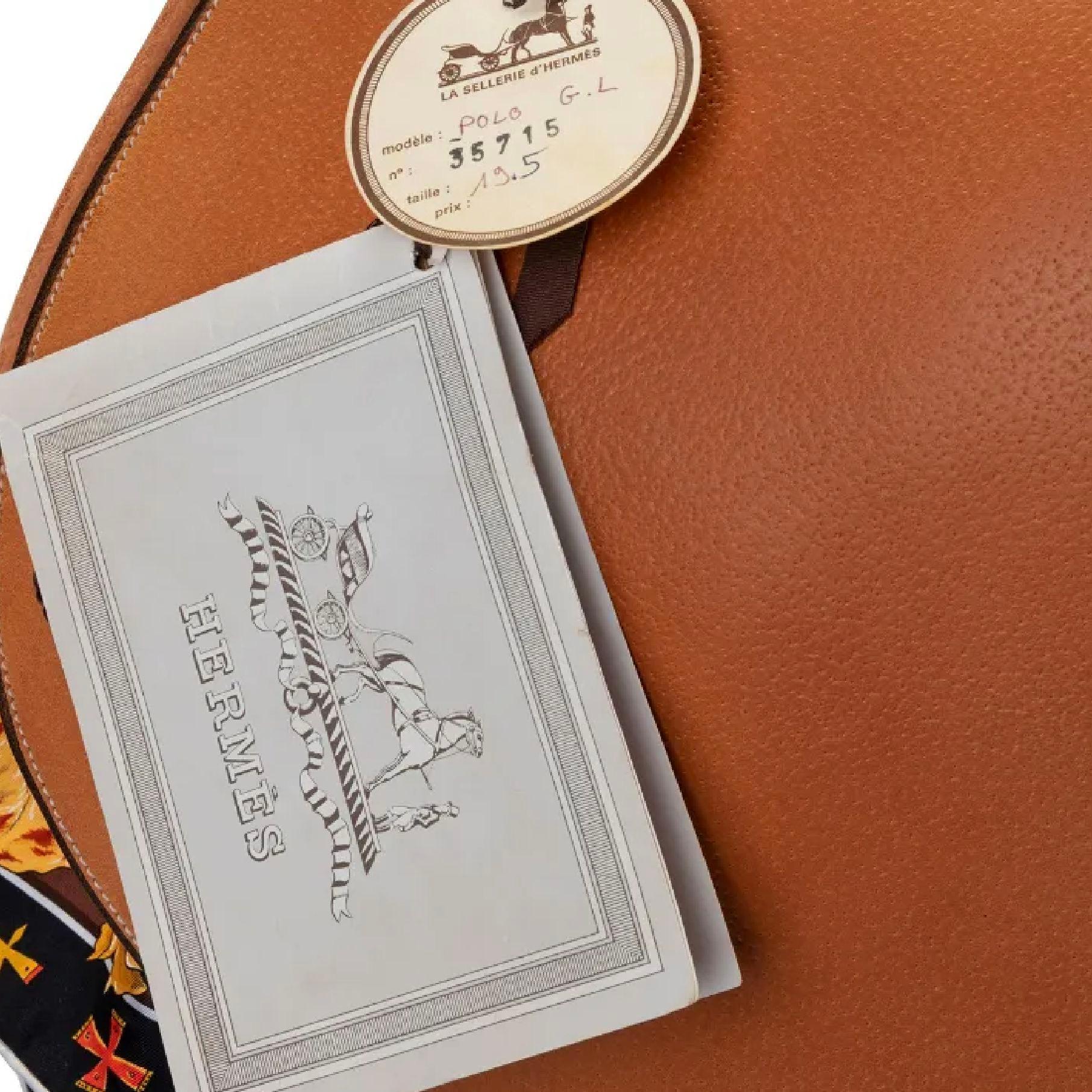 Hermes Paris Orange Leather Handmade Bespoke Polo G.L. Saddle, France 2