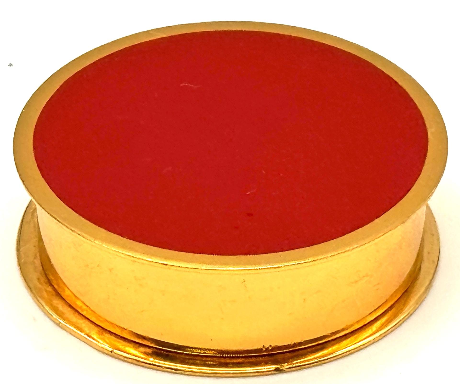 Hermès Paris Ormolu und Karneol Emaille Pillendose / Schmuckdose, 1960er-1980er Jahre (Französisch) im Angebot