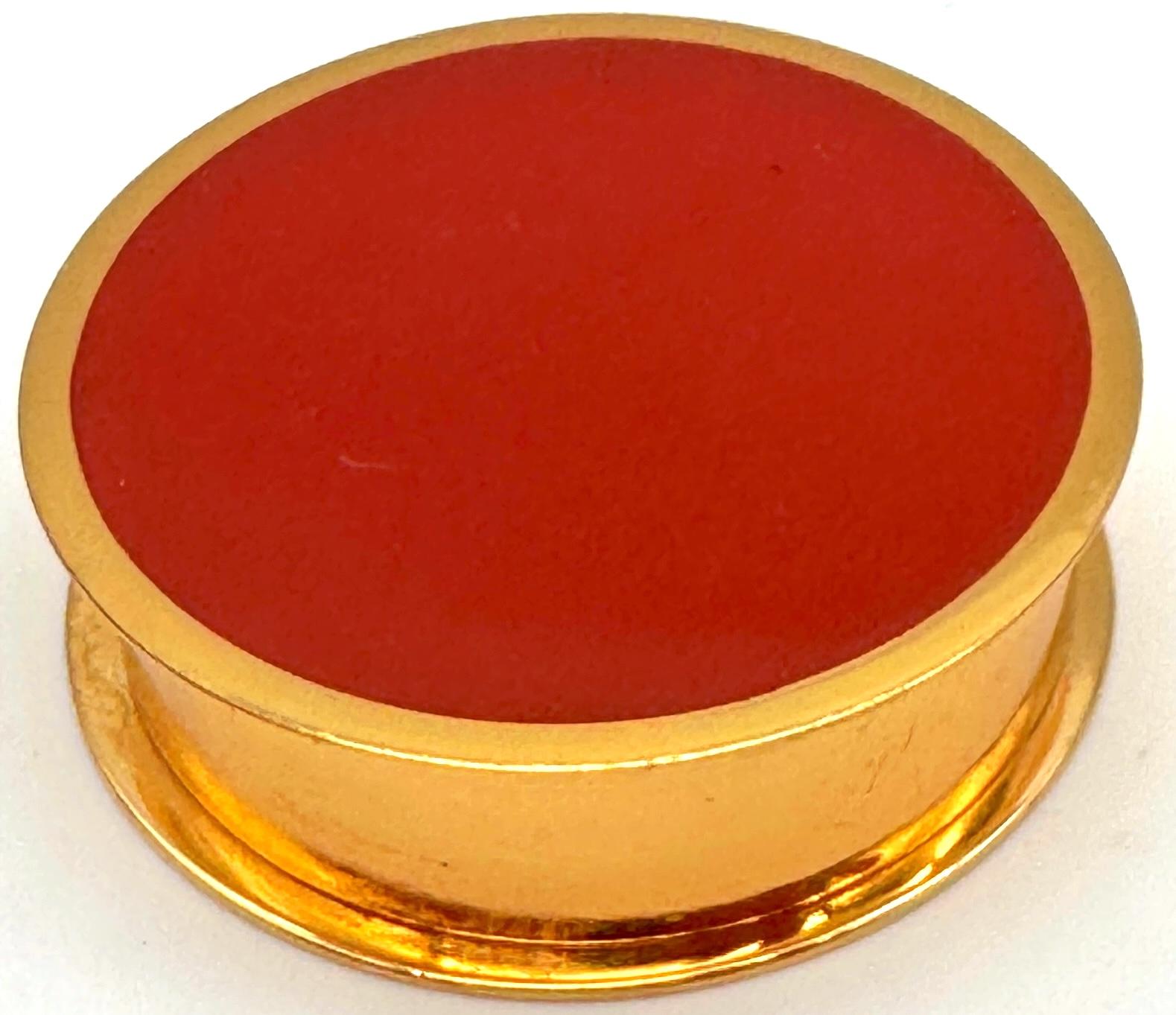 Hermès Paris Ormolu und Karneol Emaille Pillendose / Schmuckdose, 1960er-1980er Jahre im Angebot 2