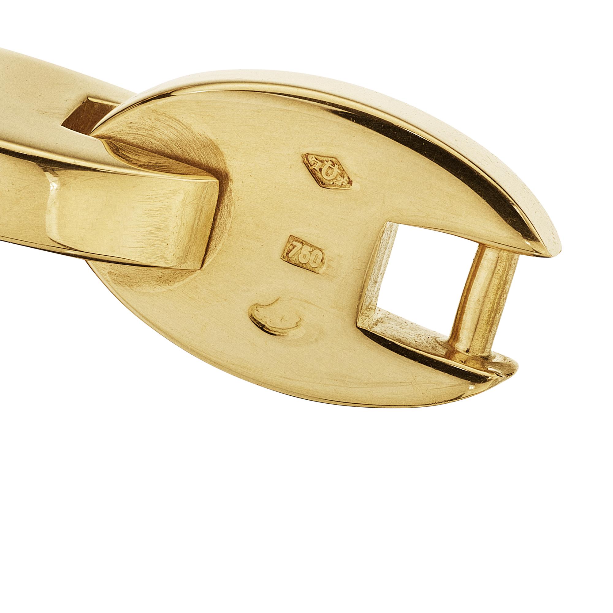 Hermes Paris Oval Link Modernist Gold Bracelet In Excellent Condition In Greenwich, CT