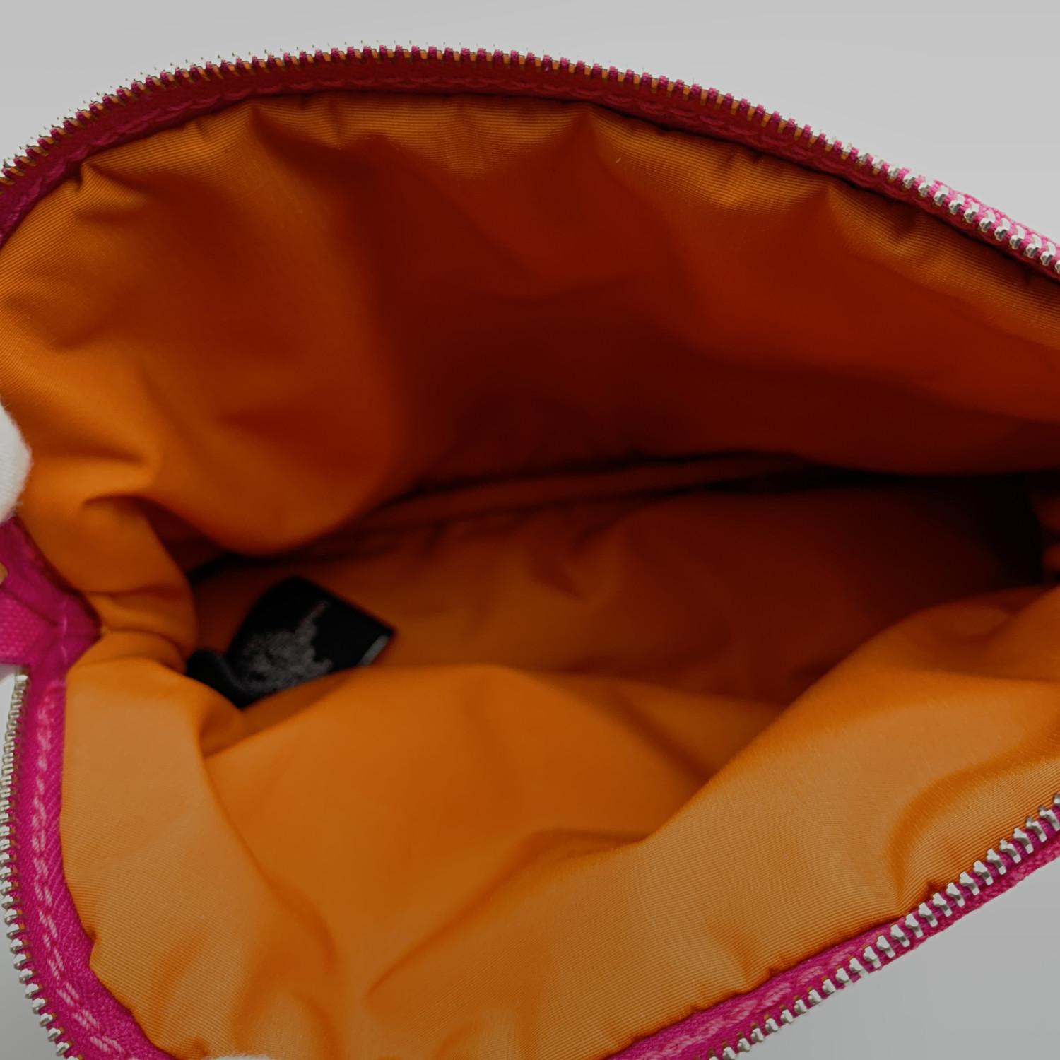 Hermes Paris Pink Fuchsia Canvas Mini Bolide Cosmetic Bag Pouch 1
