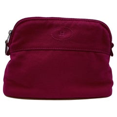 Hermes Paris Pink Fuchsia Canvas Mini Bolide Cosmetic Bag Pouch