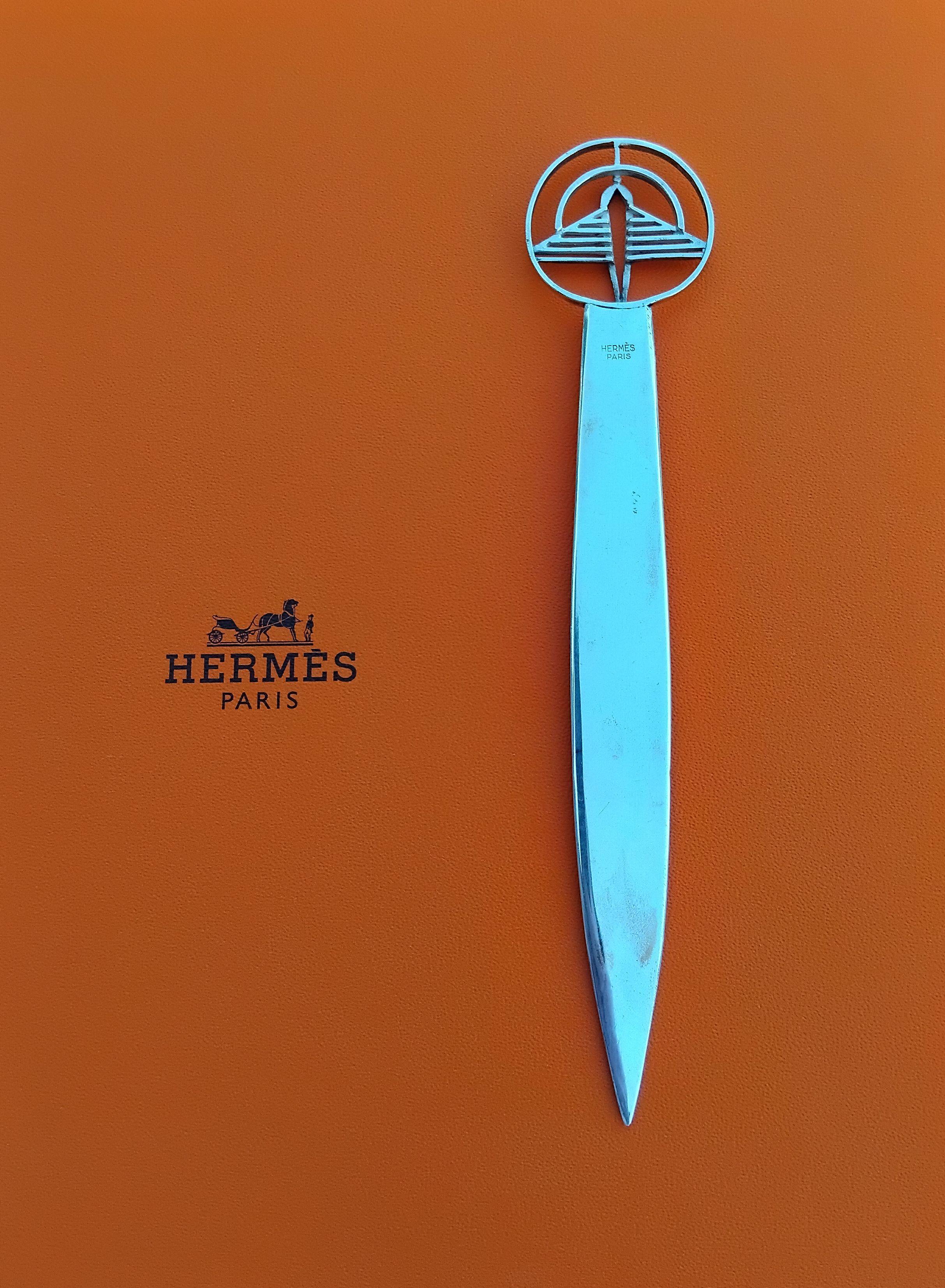 Orange Ouvre-lettre Hermès Paris Plane Silver Airplane and Radar en vente