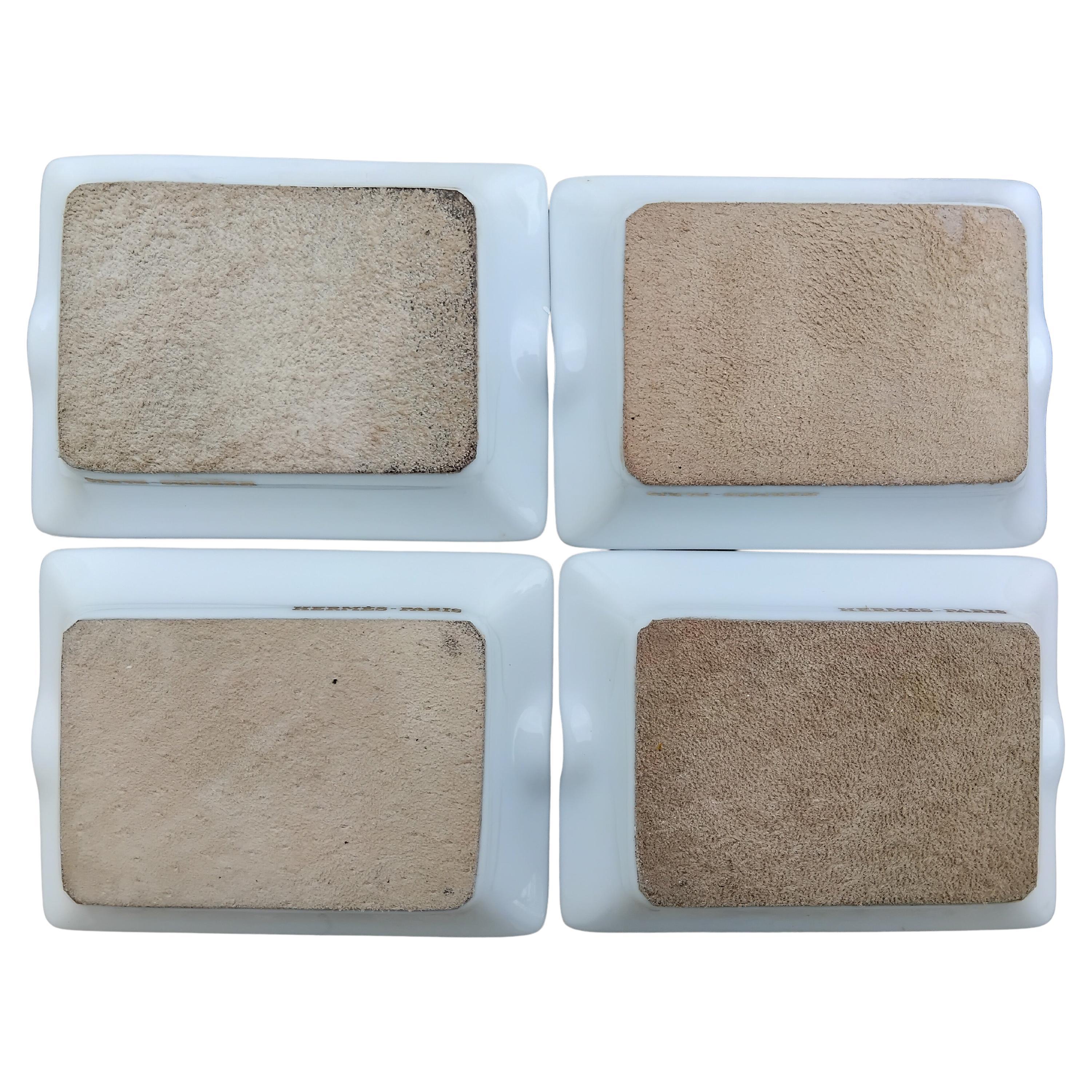 Hermès Paris Playing Cards Four Mini Ashtrays Porcelain Gold Ace Poker For Sale 12