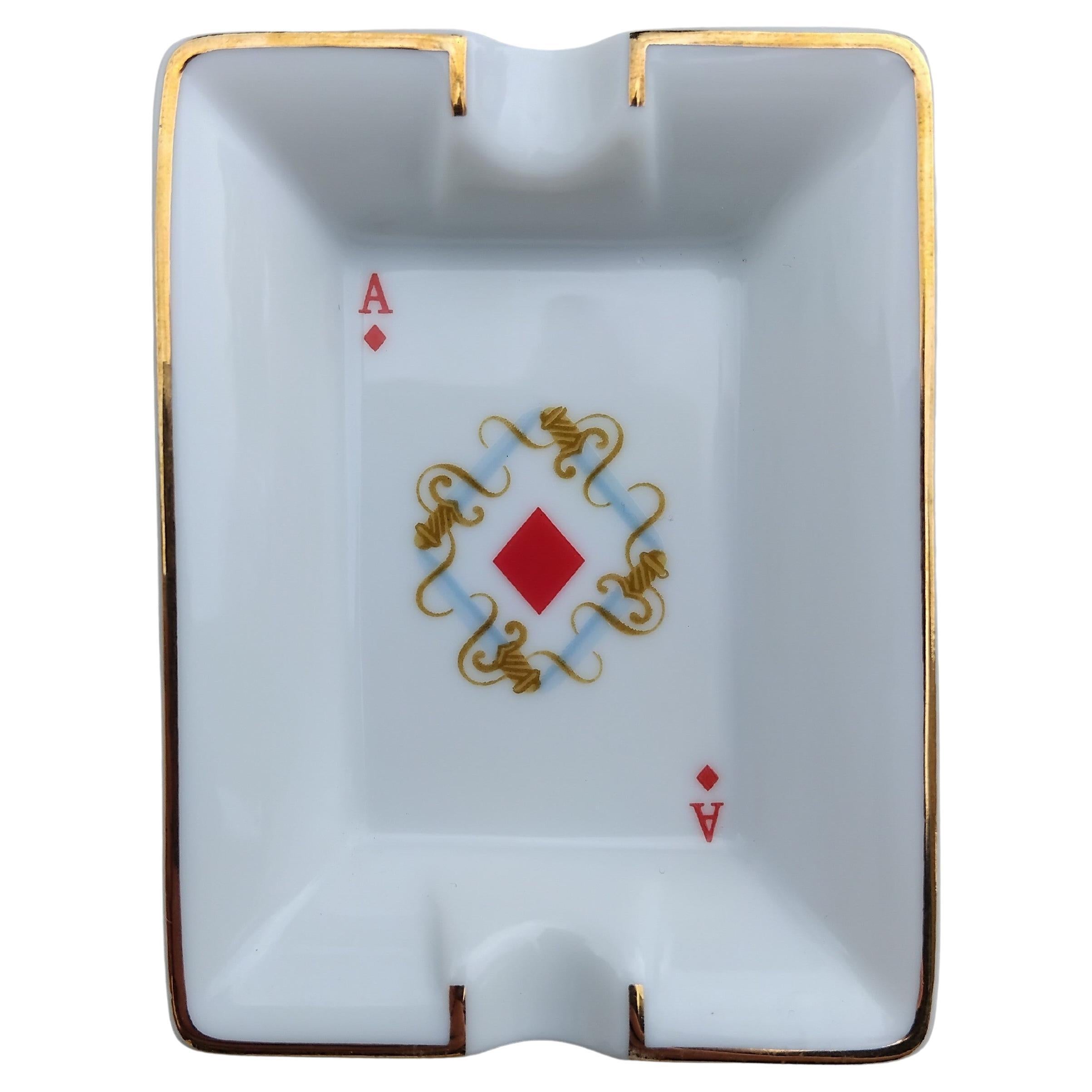 Hermès Paris Playing Cards Four Mini Ashtrays Porcelain Gold Ace Poker For Sale 1