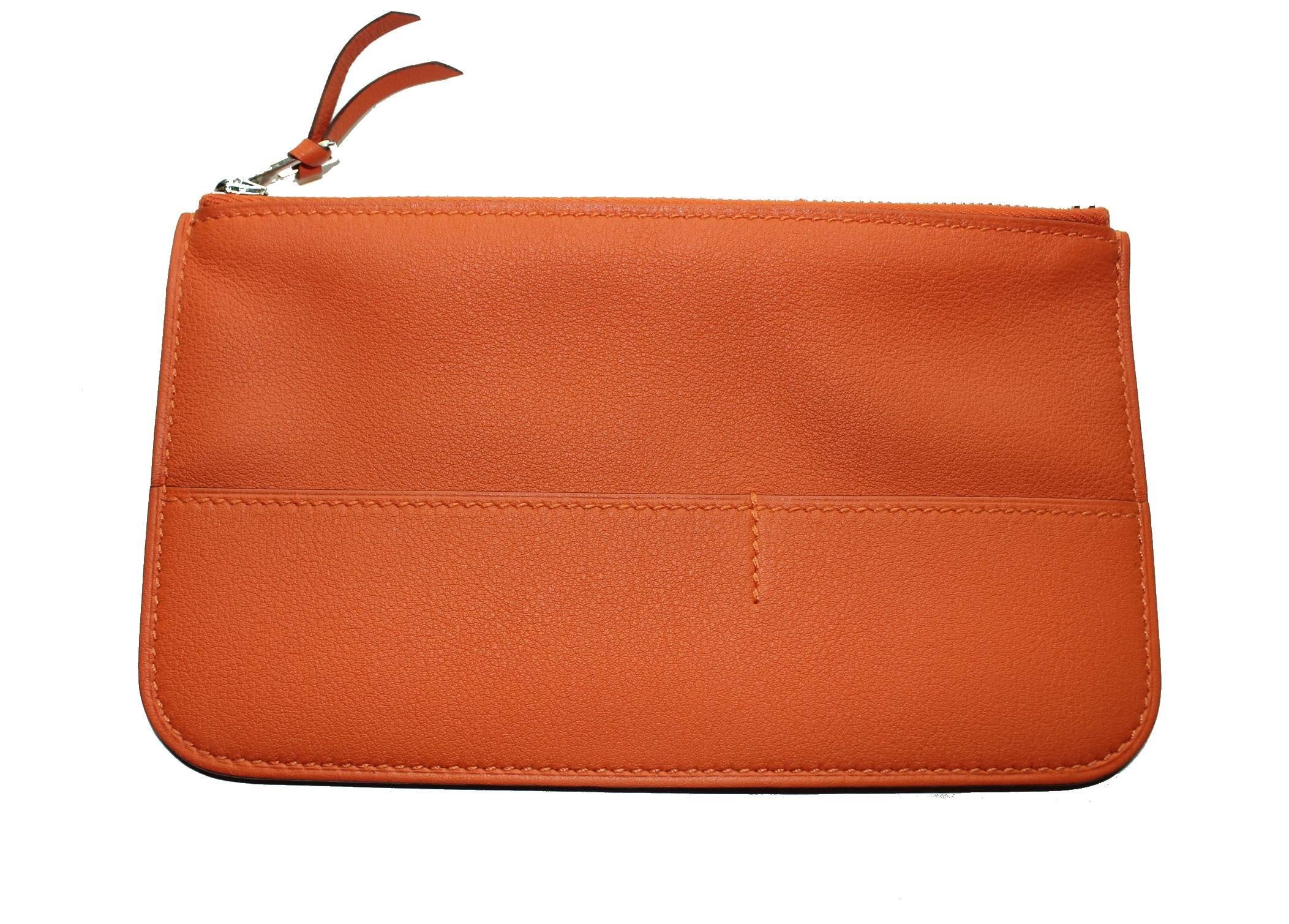 Red HERMES Paris Poppy Orange Dogon Duo Wallet And Change Purse
