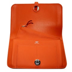 HERMES Paris Poppy Orange Dogon Duo Portefeuille et Porte-monnaie