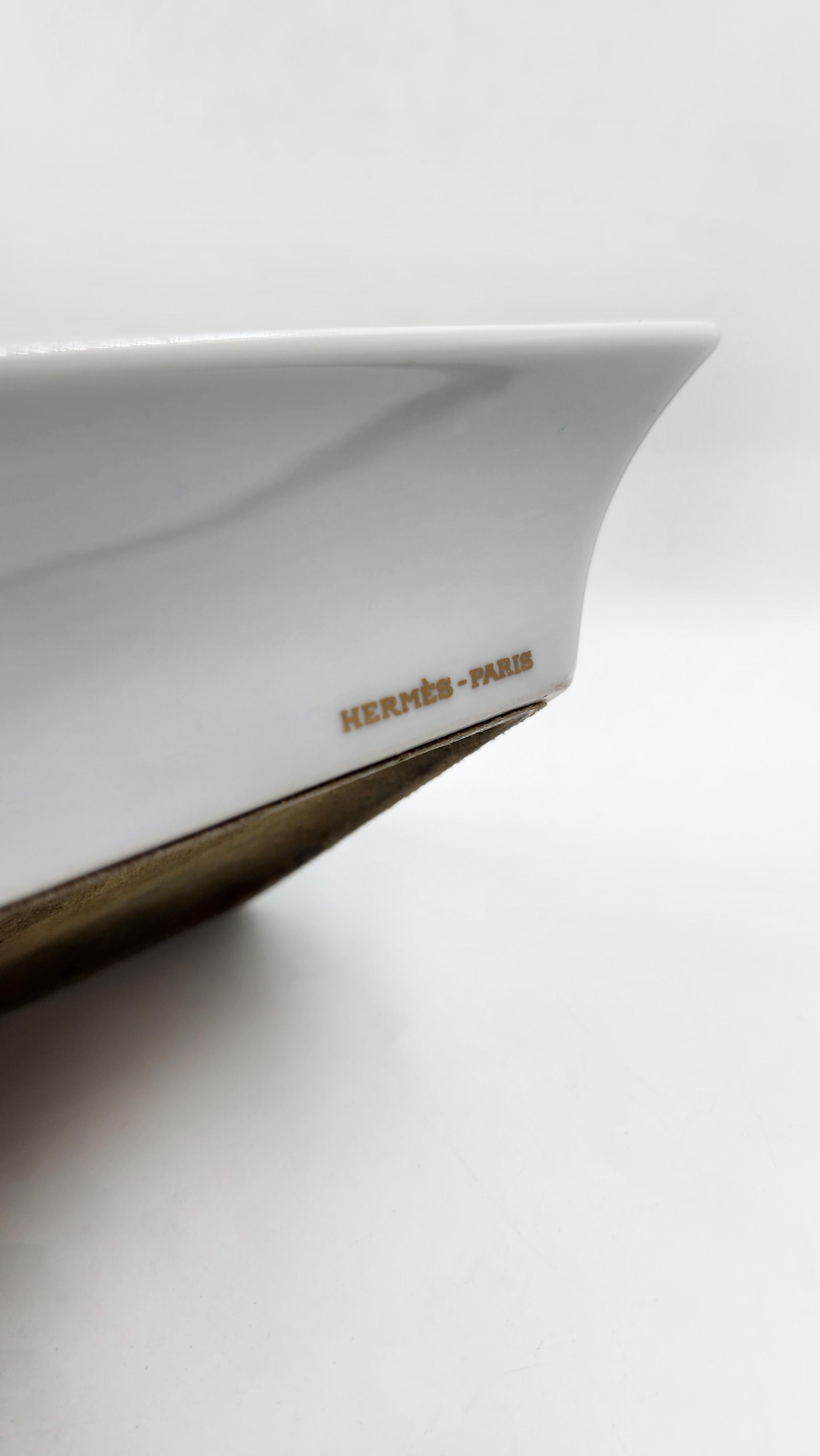 Porcelain Hermes Paris porcelain ashtray For Sale