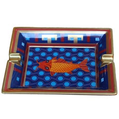 Hermès, Paris Porcelain Ashtray with Koi Carp Fantasy, 2000s