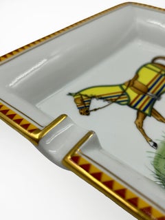 Hermès Paris Porcelain Equestrian Ashtray with Horse Motif