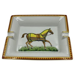 Hermès Paris Porcelain Equestrian Ashtray with Horse Motif