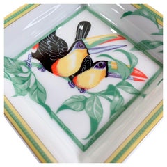 Hermès - Petit cendrier à cigares en porcelaine de Paris - Oiseau toucan
