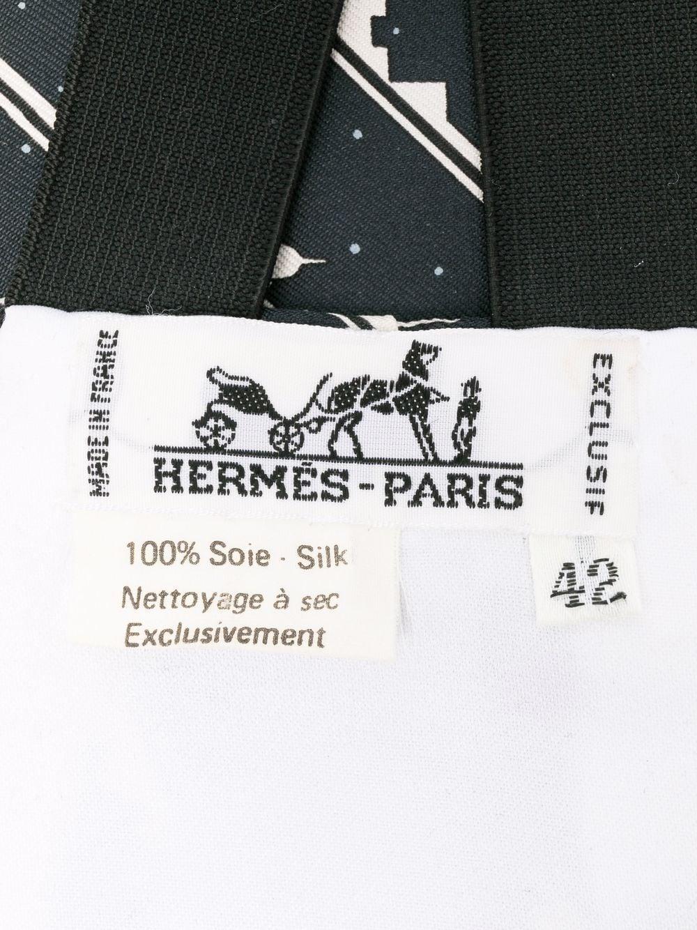Black Hermes Paris Print Silk Tuxedo Set   For Sale