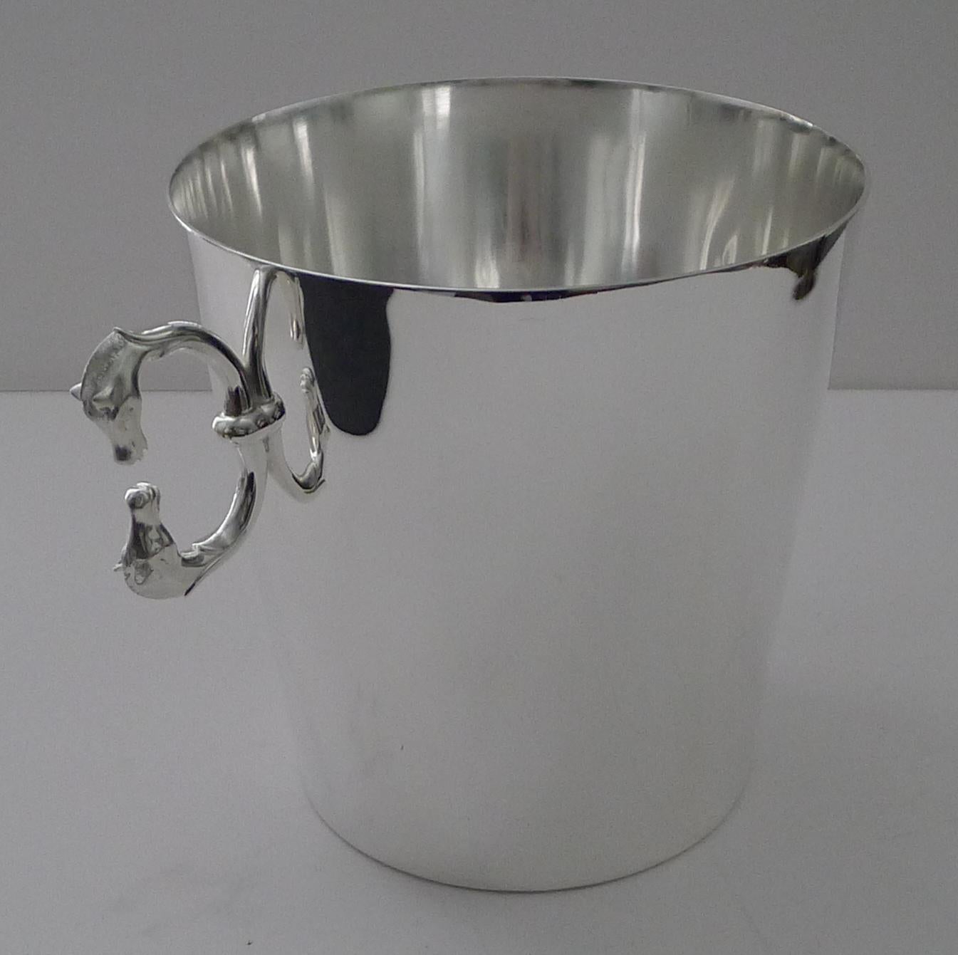 Silver Plate Hermès, Paris - Rare Equestrian Champagne Bucket c.1960 For Sale