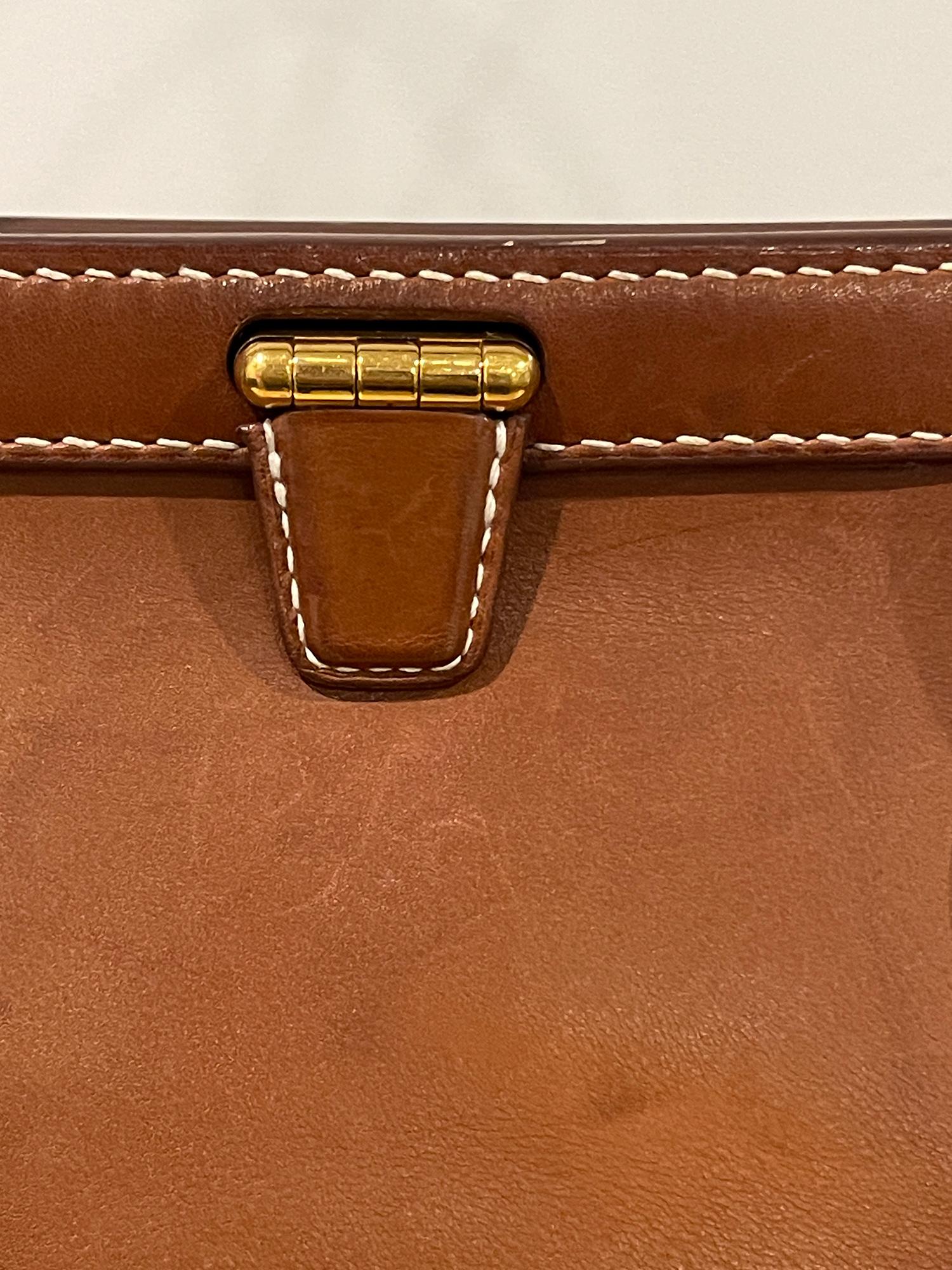 Leather HERMES Paris - Rare Tan Barenia Calfskin Convoyeur Bag. Limited Edition For Sale