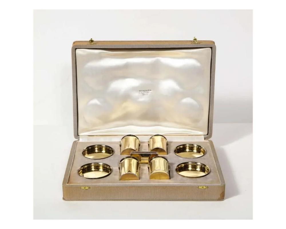 Hermes Paris & Ravinet D’enfert, a Rare French Silver-Gilt Smoking Set In Good Condition For Sale In New York, NY