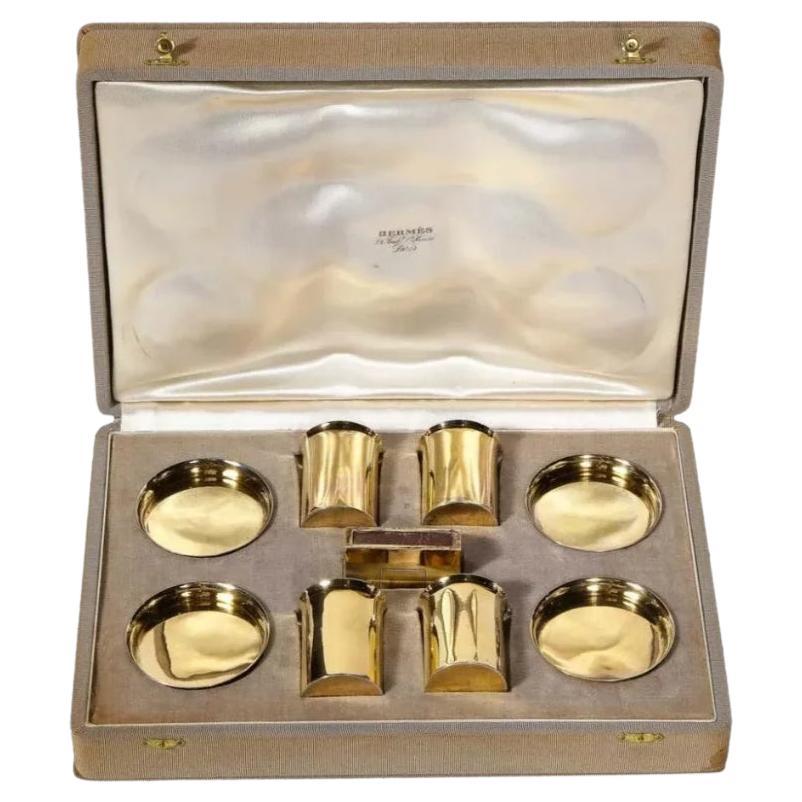 Hermes Paris & Ravinet D'enfert, ein seltenes französisches Silber-vergoldetes Rauchset im Angebot