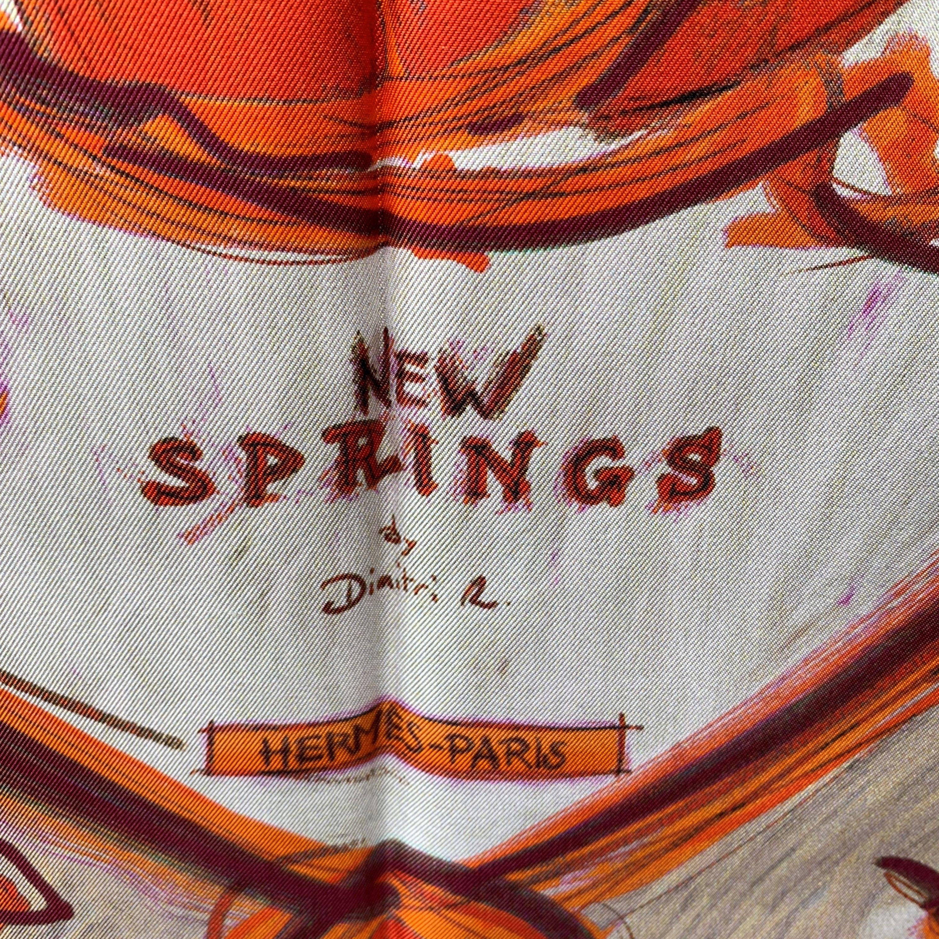 Hermes Paris Red and Orange Silk Scarf New Springs 2009 Rybaltchenko In Excellent Condition For Sale In Rome, Rome