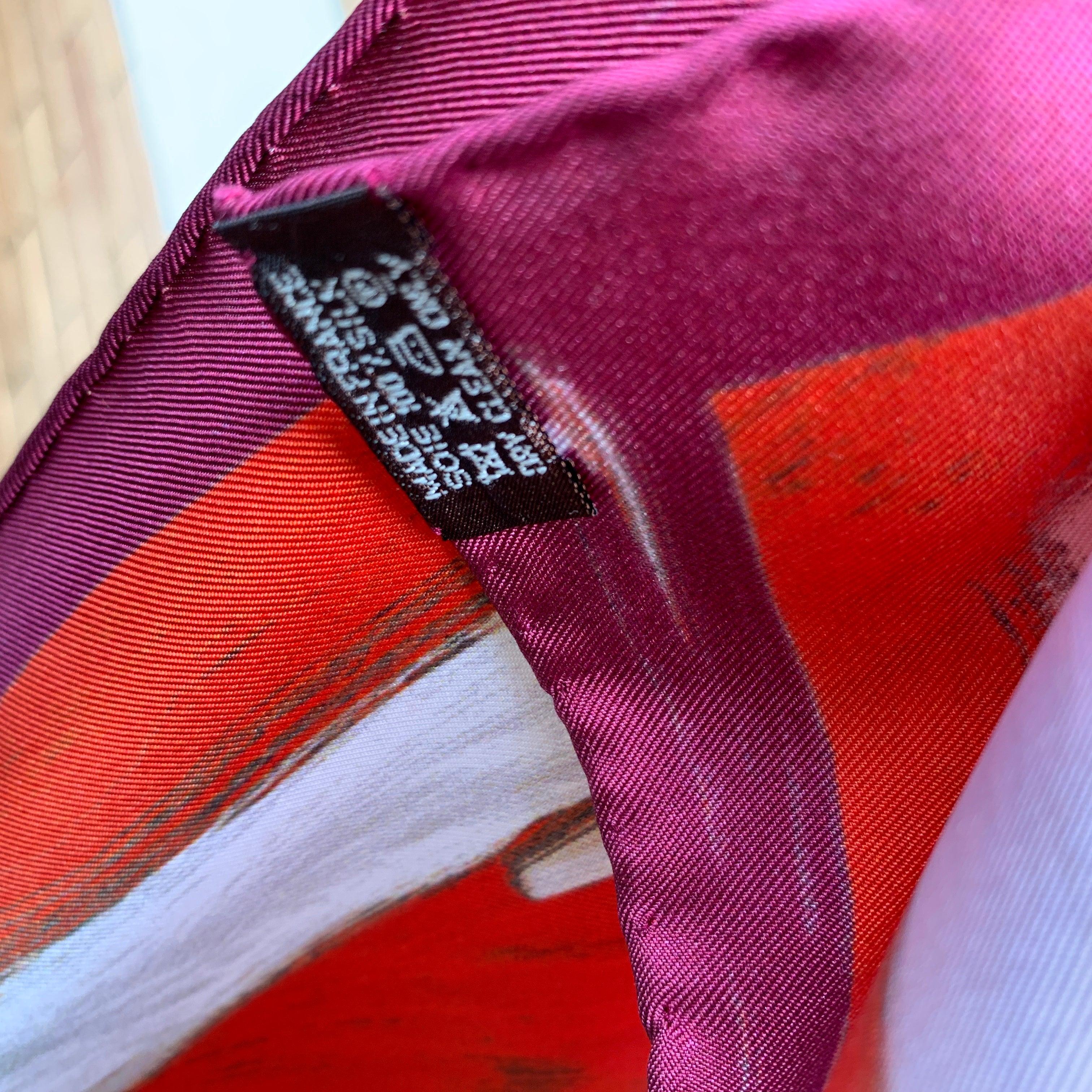 Hermes Paris Red and Orange Silk Scarf New Springs 2009 Rybaltchenko For Sale 1