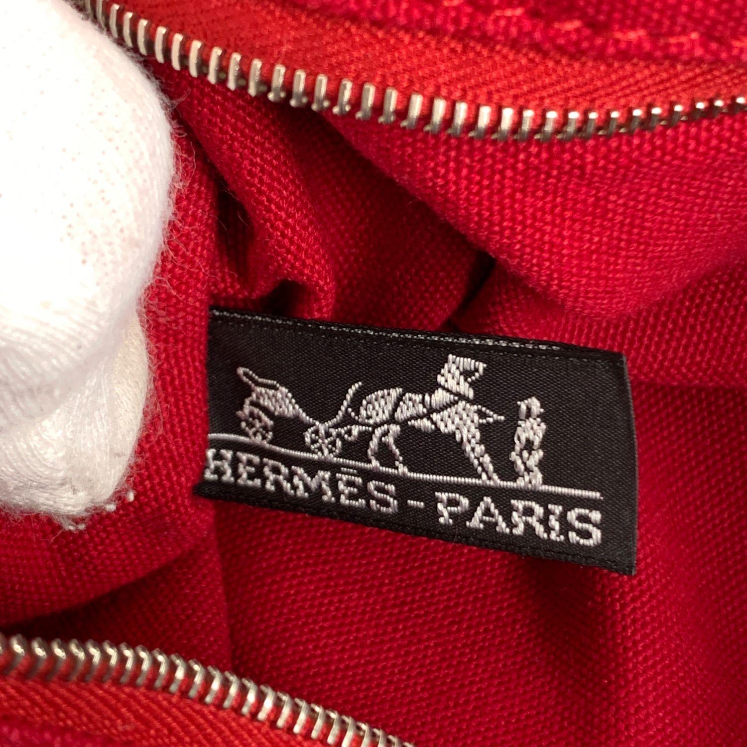 Hermes Paris Red Canvas Horizontal Troca PM Tote Bag Handbag 1