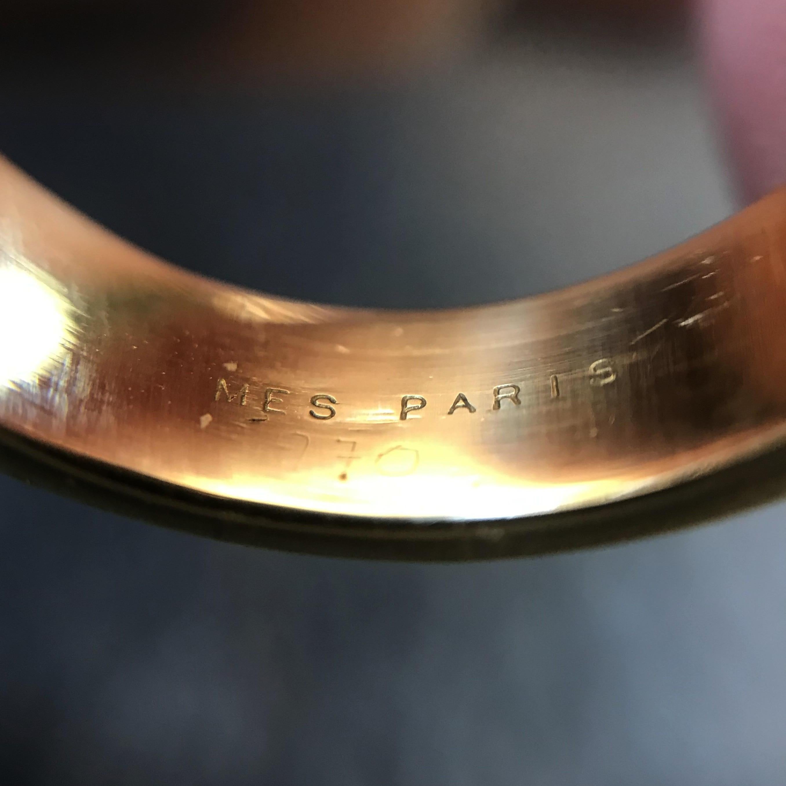 Hermès Paris Saddle Stir Up Yellow White Gold Band Ring 6