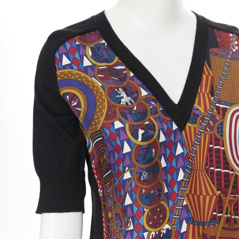 Pull à col V en maille de cachemire noir avec imprimé en soie Hermès Paris, signature Fr34
Référence : LNKO/A01708
Marque : Hermès
MATERIAL : Soie
Couleur : noir, multicolore
Motif : Abstrait
Détails supplémentaires : Panneau frontal imprimé en