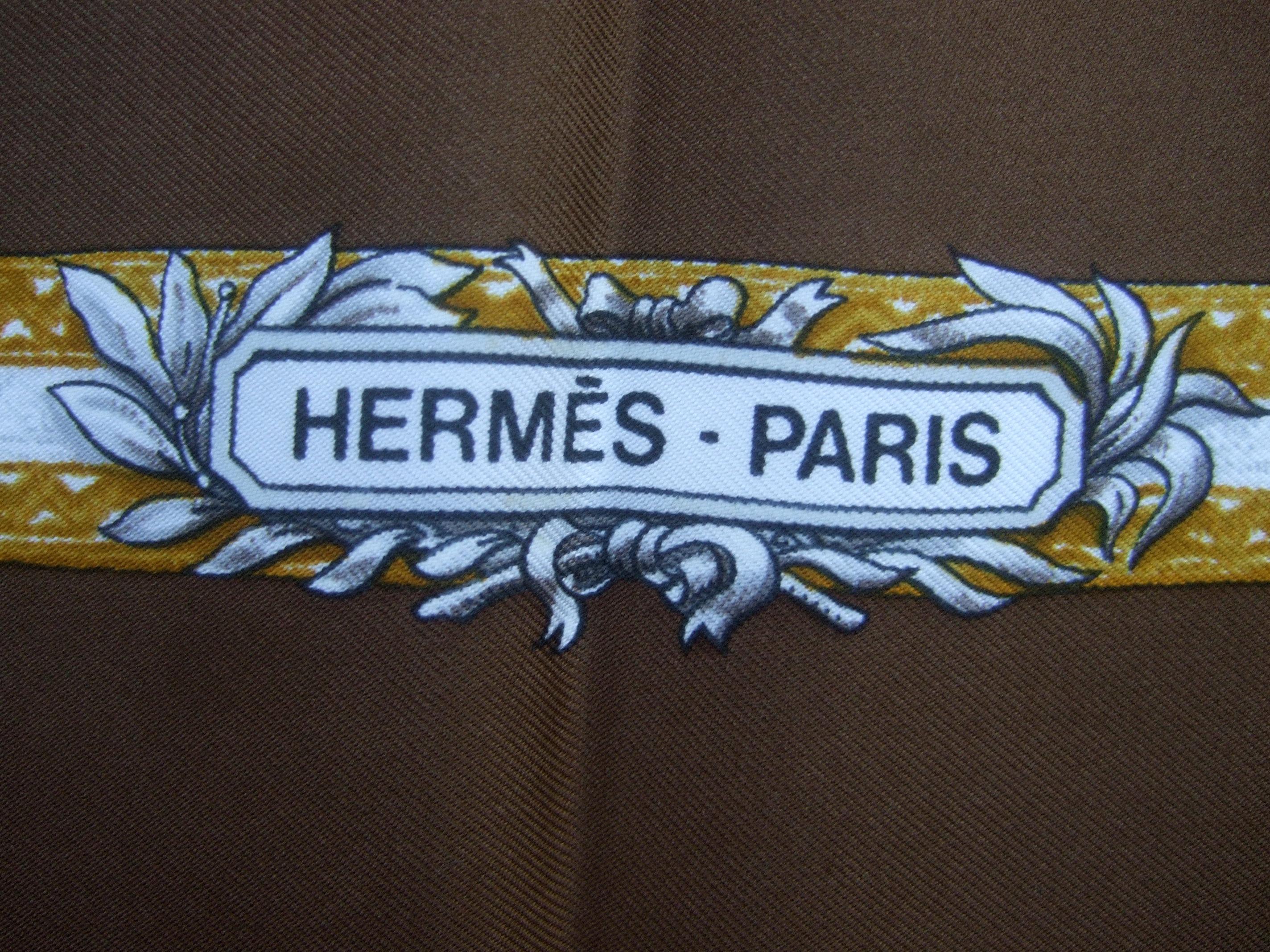 Hermes Paris Silk Equestrian Hunt Scene Hand Rolled Scarf c 1990s 3