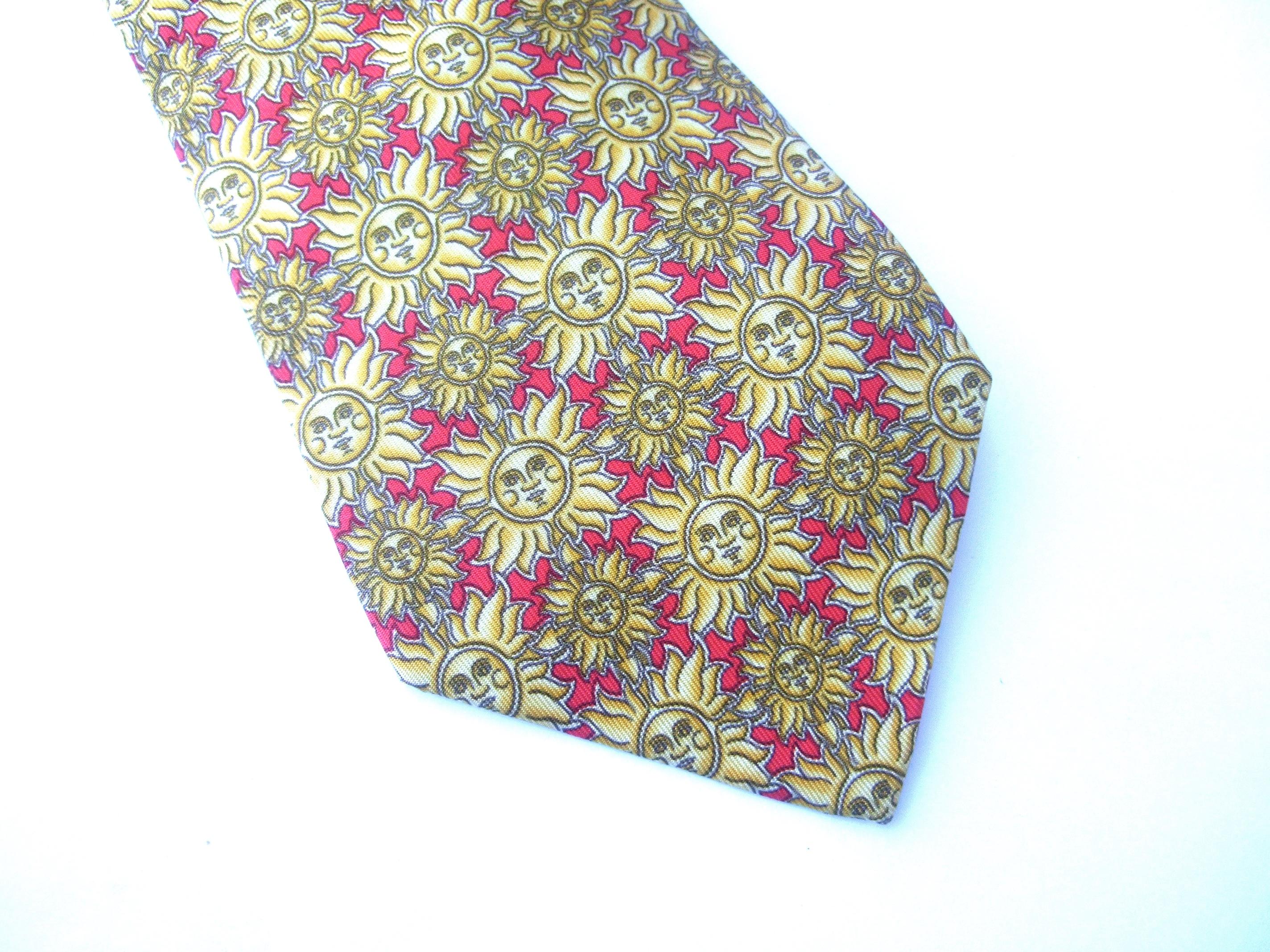 Hermes Paris Silk Golden Sun Print Necktie in Hermes Box Circa 1990s 6