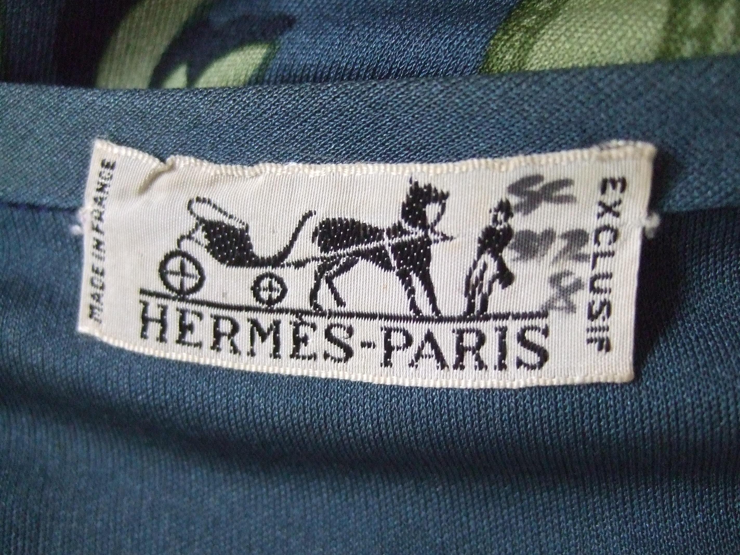 Hermes Paris Silk Jersey Floral Baroque Tunic Mini Dress c 1990s 12