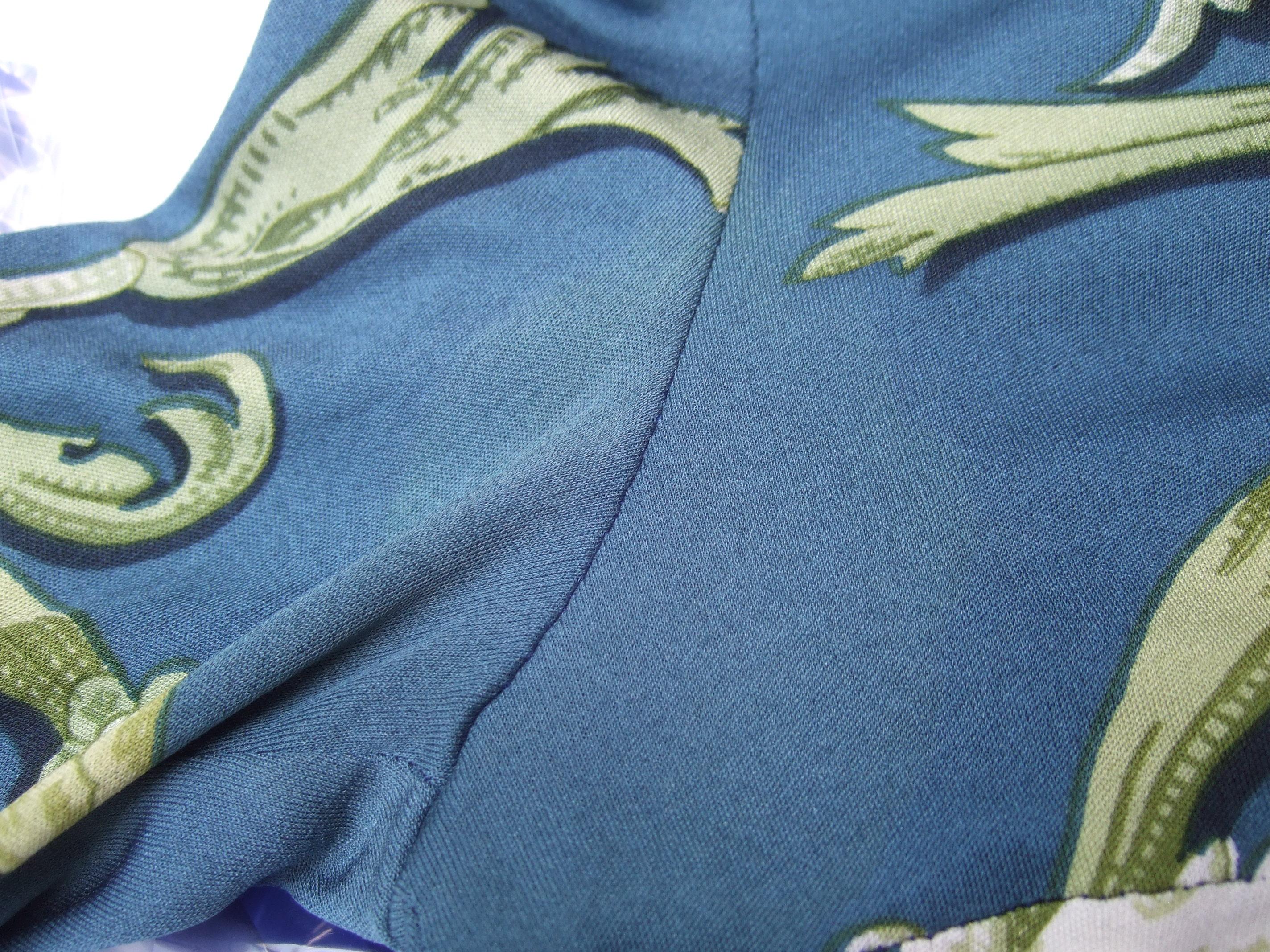 Hermes Paris Silk Jersey Floral Baroque Tunic Mini Dress c 1990s 14