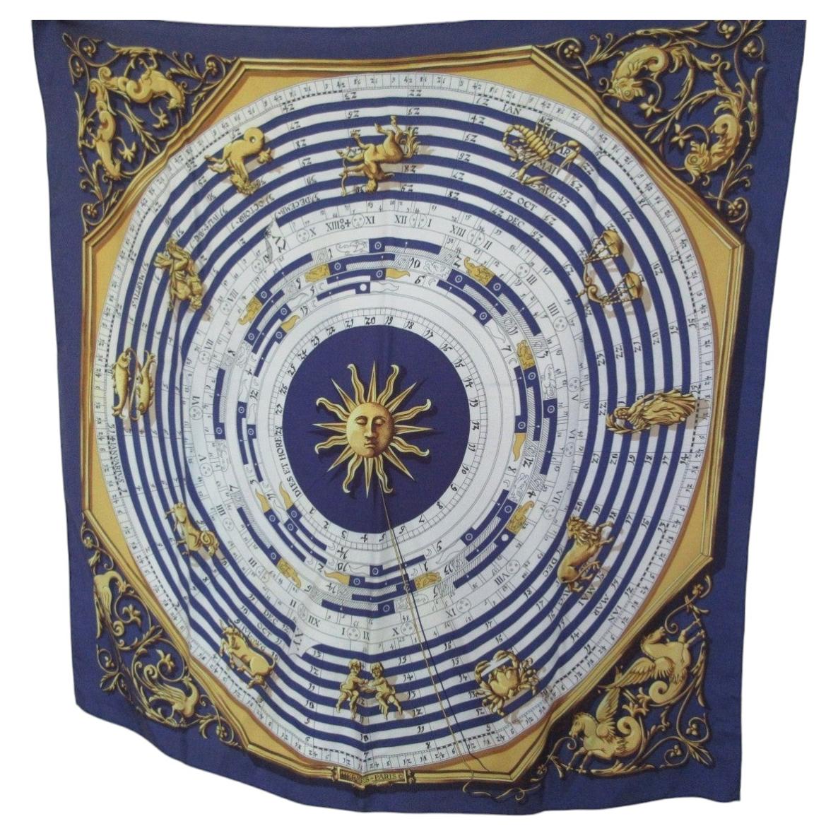 Hermès Paris Silk Scarf Dies et Hore by F. Faconnet 90 cm