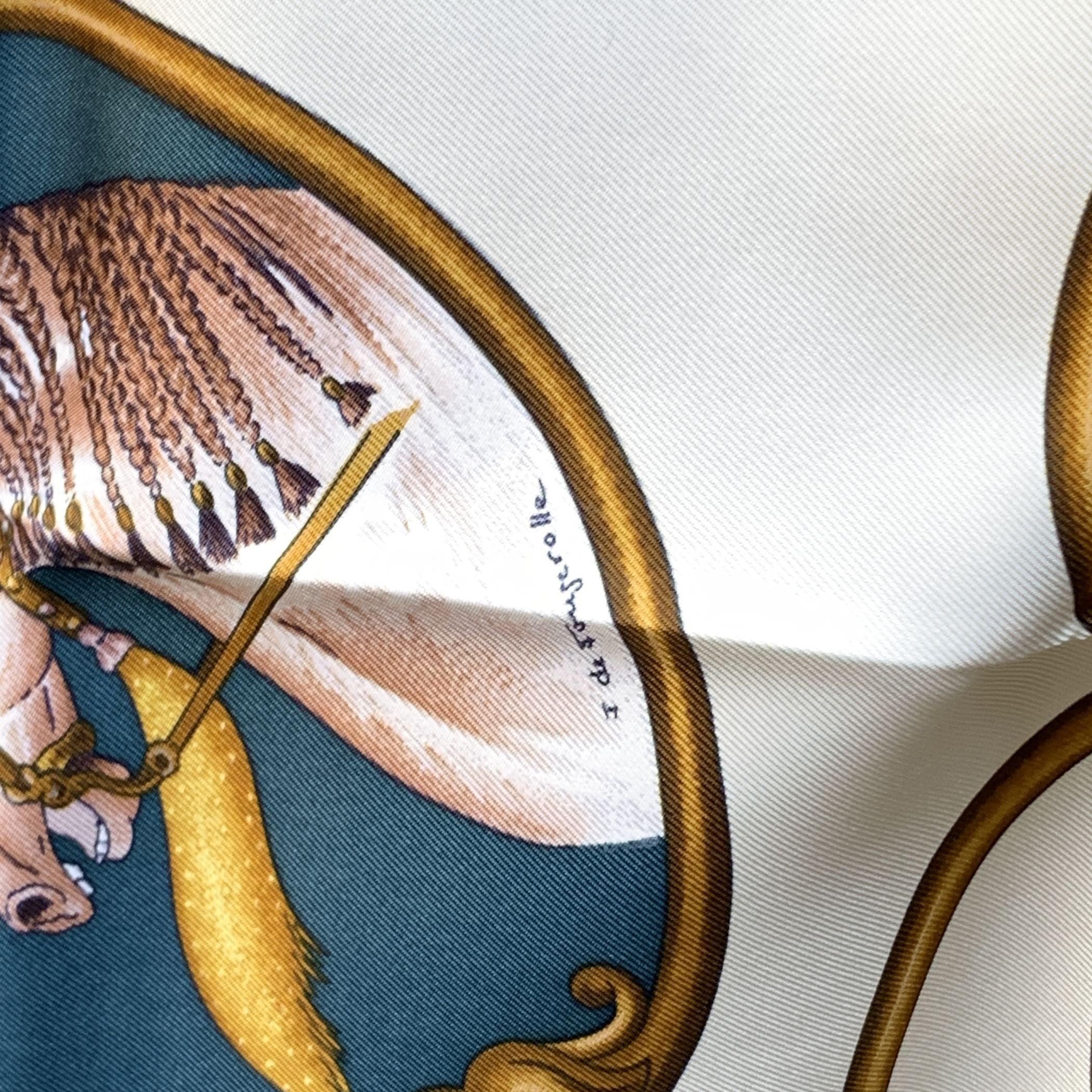 Hermes Paris Silk Scarf Les Chevaux des Moghols 1993 De Fougerolle For Sale 1