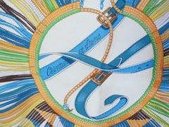 Hermes Paris Silk Turquoise Scarf " Ceintures et Lines " by Toutsy