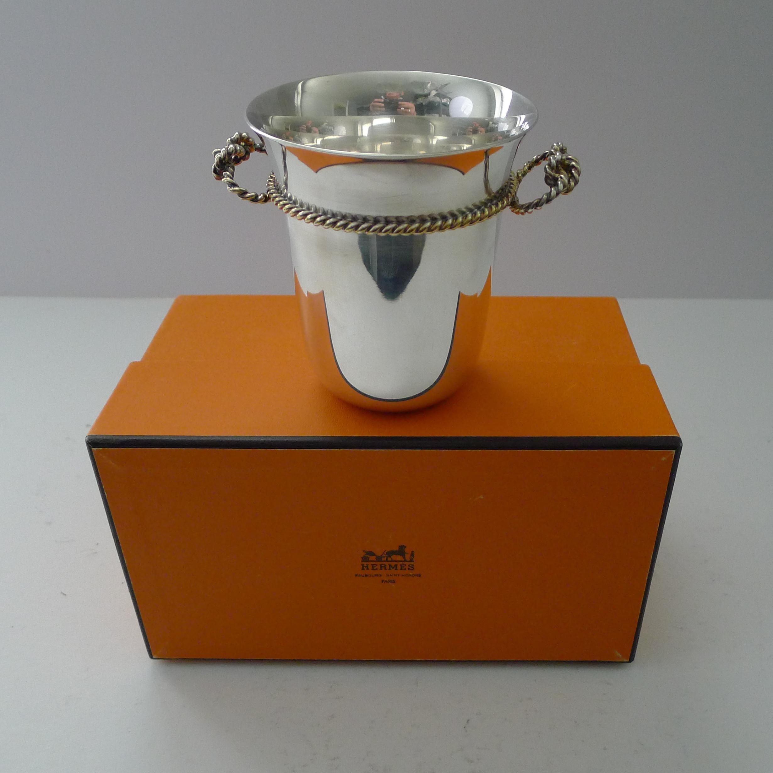 Hermes, Paris - Silver & Gold Plated Vase / Beaker / Desk Cup For Sale 3