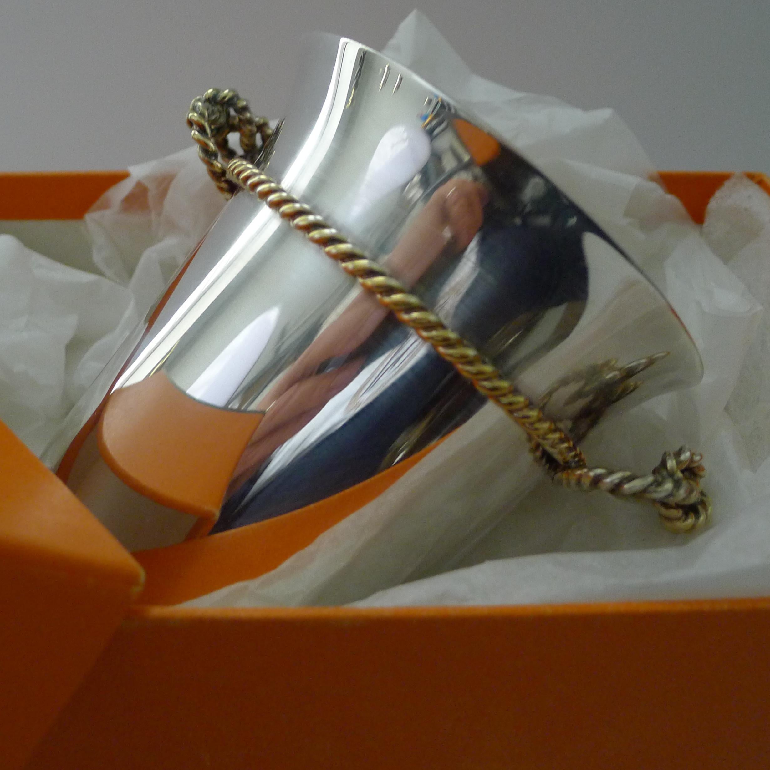 Hermes, Paris - Silver & Gold Plated Vase / Beaker / Desk Cup For Sale 9