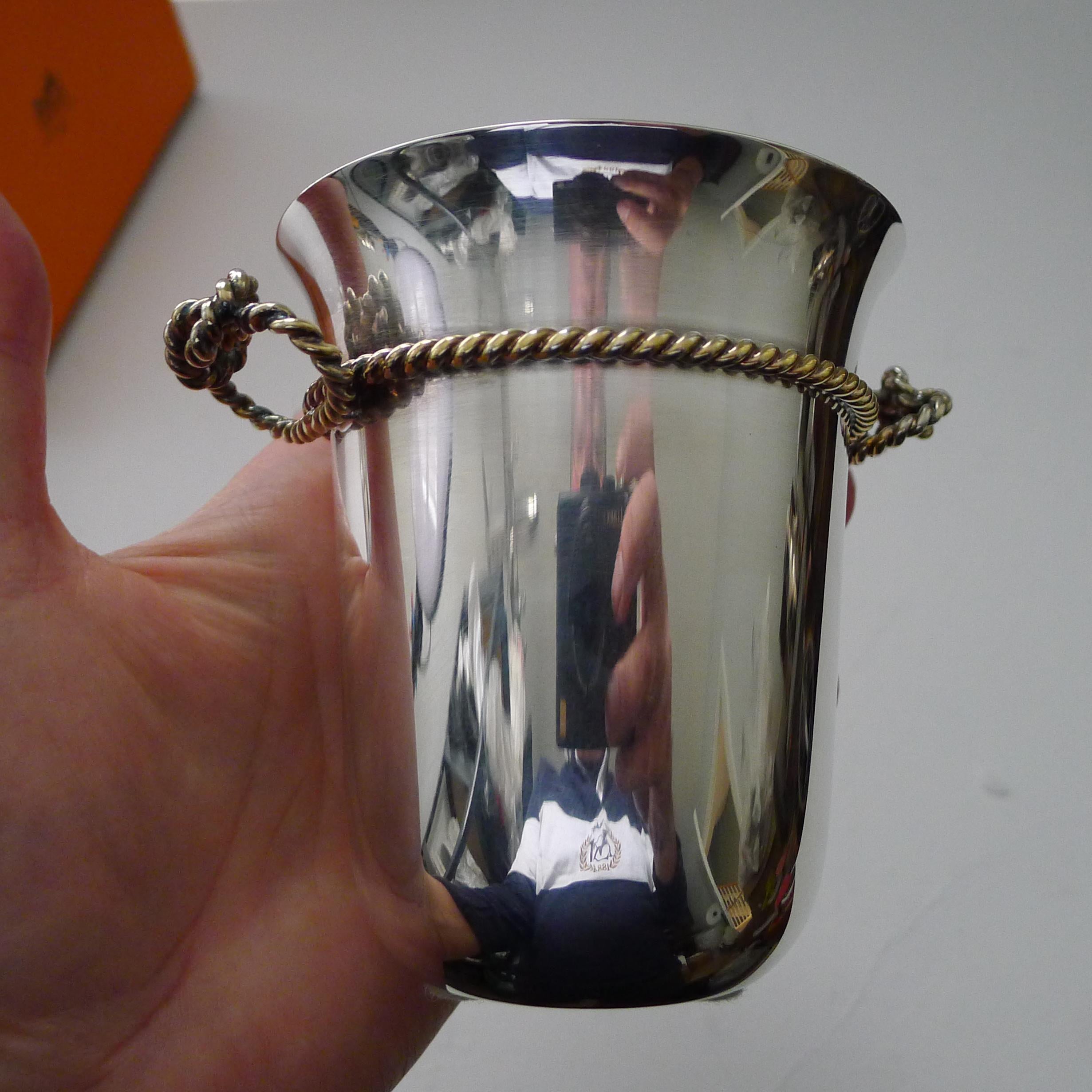 French Hermes, Paris - Silver & Gold Plated Vase / Beaker / Desk Cup For Sale