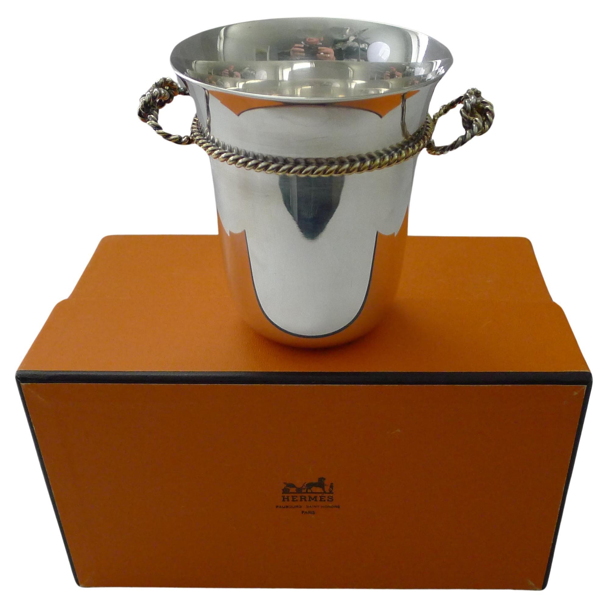 Hermes, Paris - Silver & Gold Plated Vase / Beaker / Desk Cup For Sale