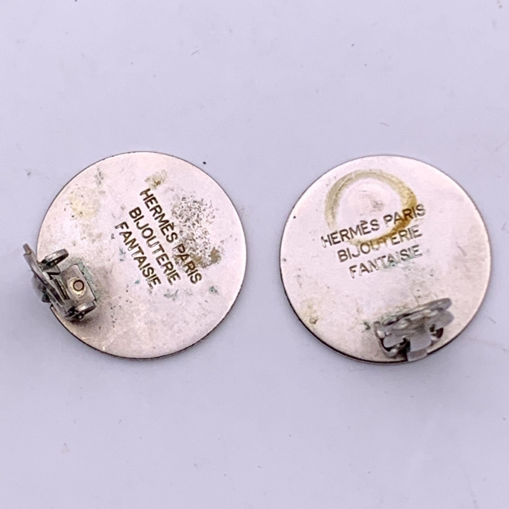 Women's Hermes Paris Silver Metal Clou De Selle Clip On Earrings