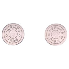 Hermes Paris Argento Metallo Clou De Selle Orecchini a Clip