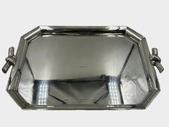 Hermès Paris Silver-Plated Serving Tray with Rope Handles
