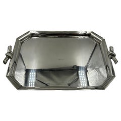 Hermès Paris Silver-Plated Serving Tray with Rope Handles
