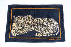Hermes Paris Small Bath Mat with a Leopard Print in Black and Orange