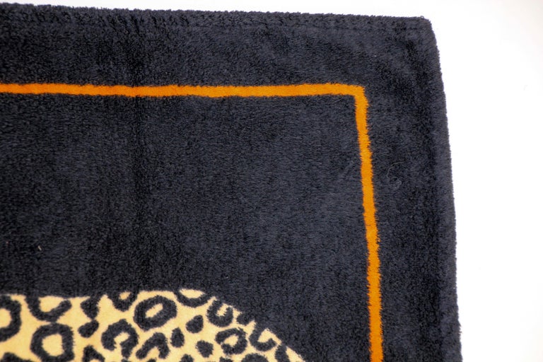 Hermes Paris Small Bath Mat with a Leopard Print in Black and Orange For Sale 2